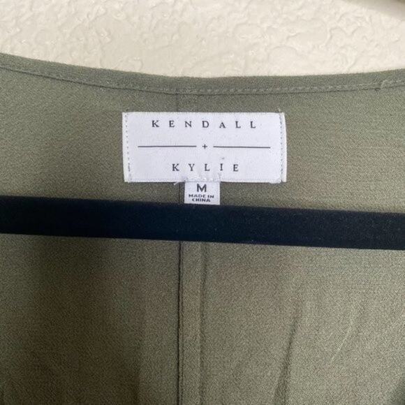 Kendall + Kylie Green Long Sleeve Lace Up Dress Medium - Picture 3 of 7